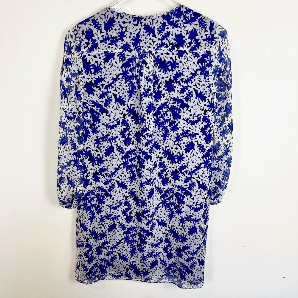 Diane von Furstenberg Aria Printed Silk Tunic Dress Blue Floral size 4 - Picture 6 of 11
